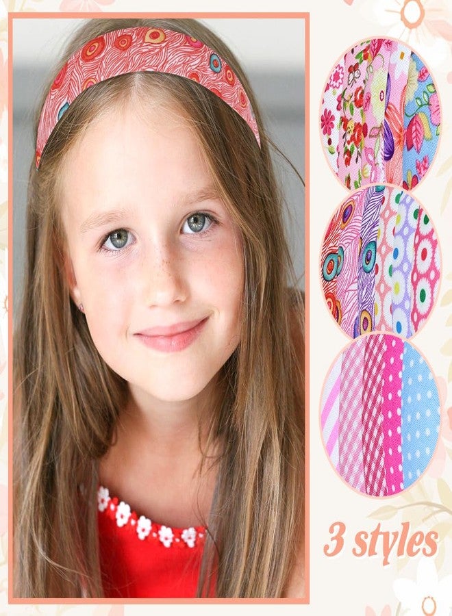 Dizila 16 Pieces Width 2cm/0.8" Stripe Plaid Polka Dot Floral Plastic Headbands Hair Hoops Accessories for Kids Teens Girls - Image 4
